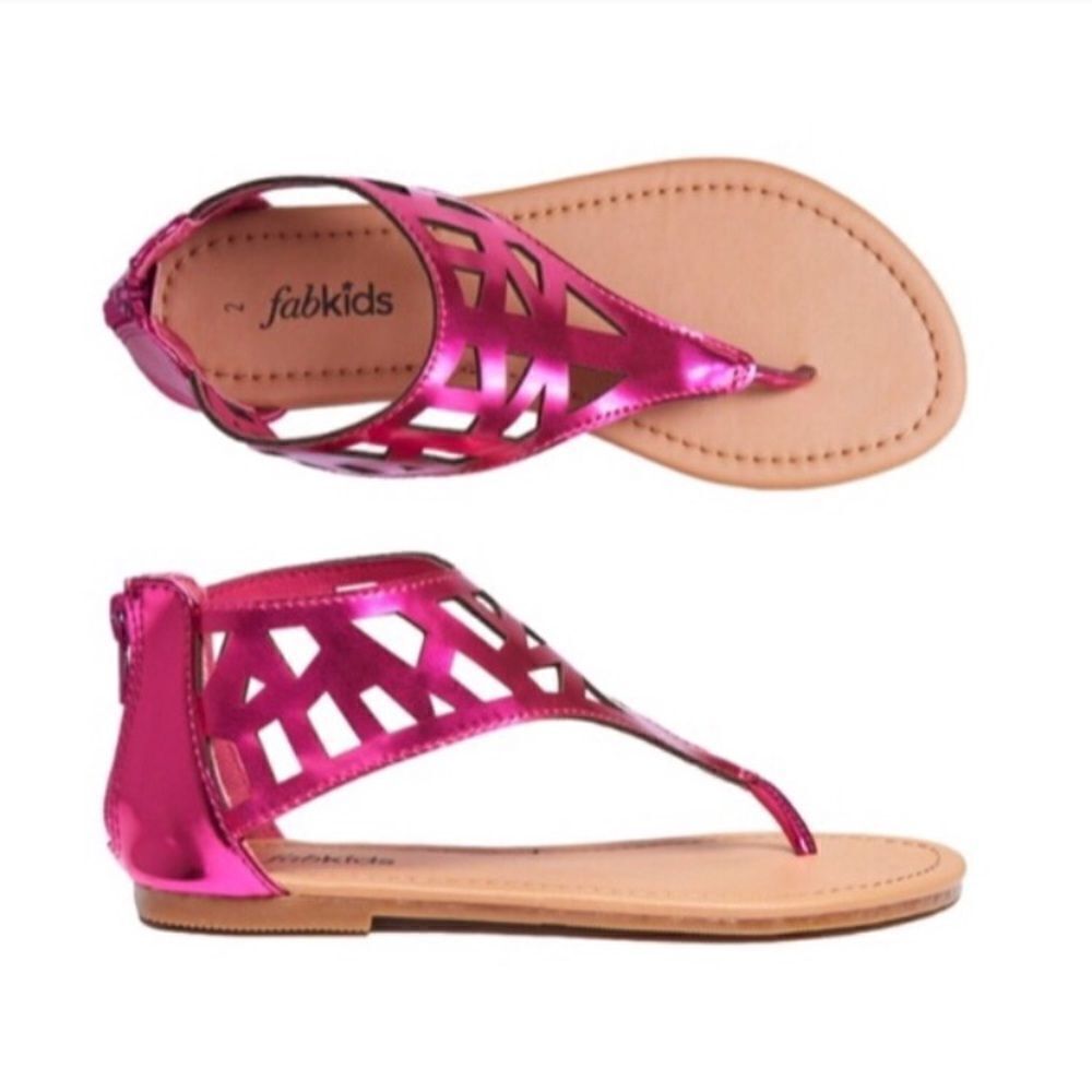 FabKids Girls Pink Sandals Chandelier Cutout 7